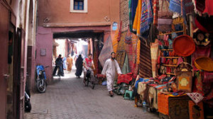 A street in the heart of the medina in Marrakech, Morocco, founded in 1070. (Susan Spano / Los Angeles Times)