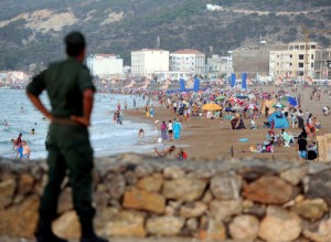 A soldier stands on the Algerian side of the Algeria-Morocco border, near Tlemcen, at a border post in the Marsat Ben M'Hidi region. (Photo: Farouk Batiche/AFP/Getty Images)